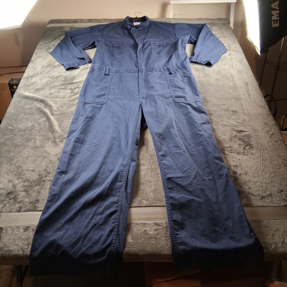 American Apparel Utility Coveralls Mens 52R Navy Blue Military Issue Workwear - Picture 3 of 9